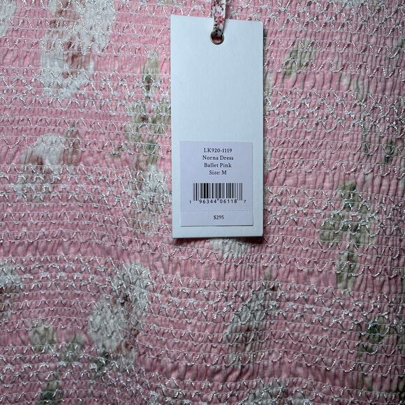 LoveShackFancy Norna Tie Shoulder Ruffle Smocked Floral Mini Dress Ballet Pink M - Picture 5 of 7